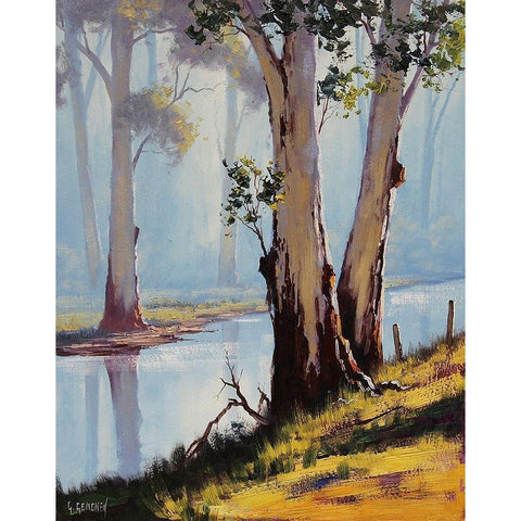 River Gum Trees Black Modern Wood Framed Art Print by Gercken, Graham