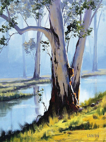 River Gum Black Ornate Wood Framed Art Print with Double Matting by Gercken, Graham