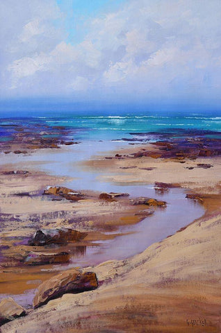 South Coast NSW Beachscape White Modern Wood Framed Art Print with Double Matting by Gercken, Graham