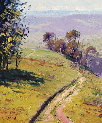 Track Across The Hills Kanimbla Black Ornate Wood Framed Art Print with Double Matting by Gercken, Graham