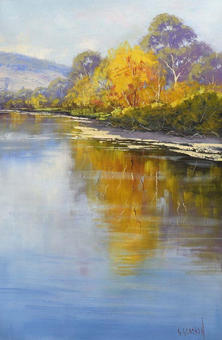 Tumut River White Modern Wood Framed Art Print with Double Matting by Gercken, Graham