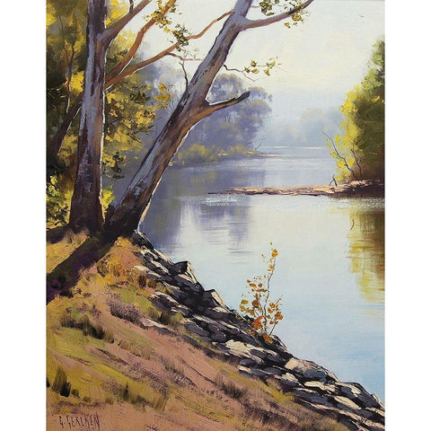 Tumut Oil Painting White Modern Wood Framed Art Print by Gercken, Graham
