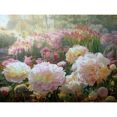 Afternoon in the Garden Black Modern Wood Framed Art Print with Double Matting by Kopania, Zbigniew