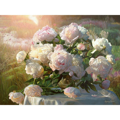 Bouquet in the Garden White Modern Wood Framed Art Print by Kopania, Zbigniew