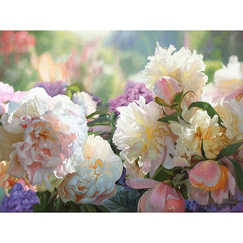 Peonies in the Morning Black Modern Wood Framed Art Print with Double Matting by Kopania, Zbigniew