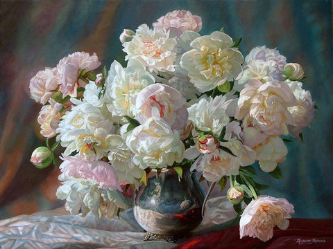 Lonely Peony White Modern Wood Framed Art Print with Double Matting by Kopania, Zbigniew