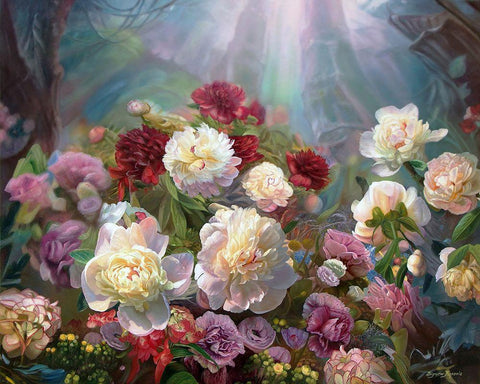 Mysterious Garden White Modern Wood Framed Art Print with Double Matting by Kopania, Zbigniew