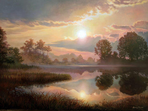 A Warm Evening Black Ornate Wood Framed Art Print with Double Matting by Kopania, Zbigniew