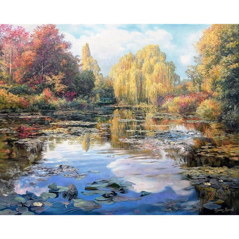 A Garden Monet Style II White Modern Wood Framed Art Print by Kopania, Zbigniew