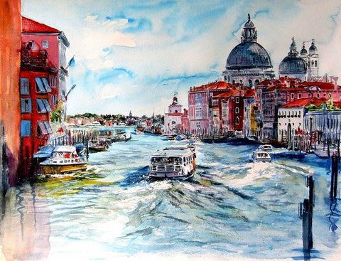 Venice White Modern Wood Framed Art Print with Double Matting by Kovacs, Anna Brigite