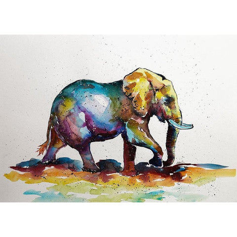 Elephant is walking Gold Ornate Wood Framed Art Print with Double Matting by Kovacs, Anna Brigite