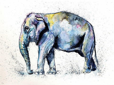 Elephant in Purple White Modern Wood Framed Art Print with Double Matting by Kovacs, Anna Brigite
