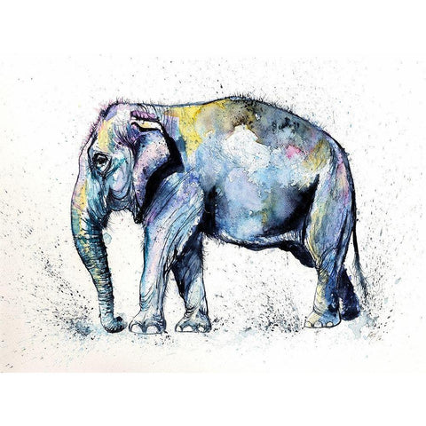 Elephant in Purple Black Modern Wood Framed Art Print by Kovacs, Anna Brigite