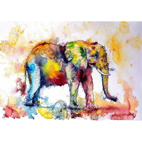 Colorful Elephant II White Modern Wood Framed Art Print by Kovacs, Anna Brigite