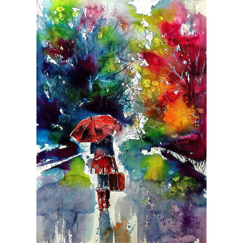 Walk Alone White Modern Wood Framed Art Print by Kovacs, Anna Brigite