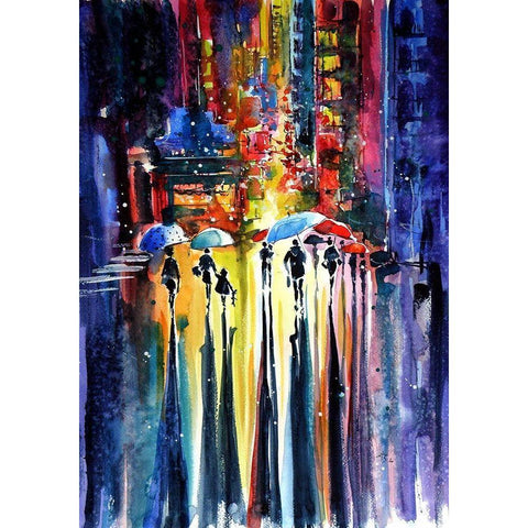 Walk at Night White Modern Wood Framed Art Print by Kovacs, Anna Brigite