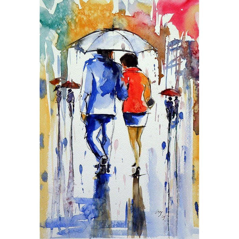 Walk in the Rain V Black Modern Wood Framed Art Print by Kovacs, Anna Brigite