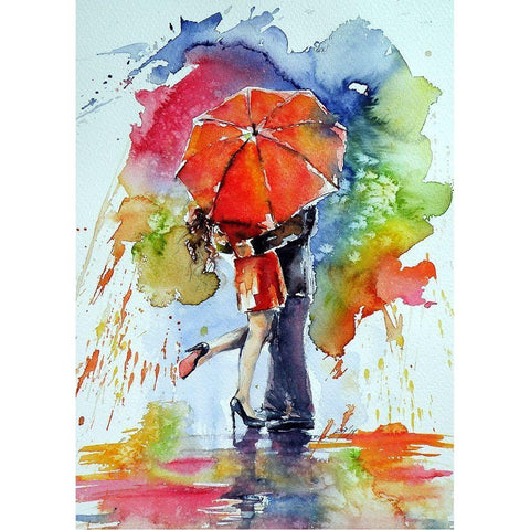 Raining and Love Gold Ornate Wood Framed Art Print with Double Matting by Kovacs, Anna Brigite