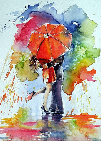Raining and Love Black Ornate Wood Framed Art Print with Double Matting by Kovacs, Anna Brigite