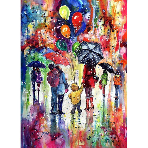 First Snow at Happy Day Gold Ornate Wood Framed Art Print with Double Matting by Kovacs, Anna Brigite