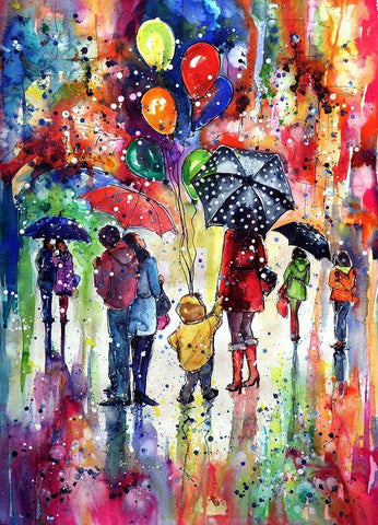 First Snow at Happy Day White Modern Wood Framed Art Print with Double Matting by Kovacs, Anna Brigite