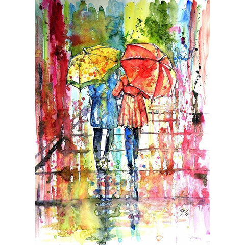 Raining Gold Ornate Wood Framed Art Print with Double Matting by Kovacs, Anna Brigite