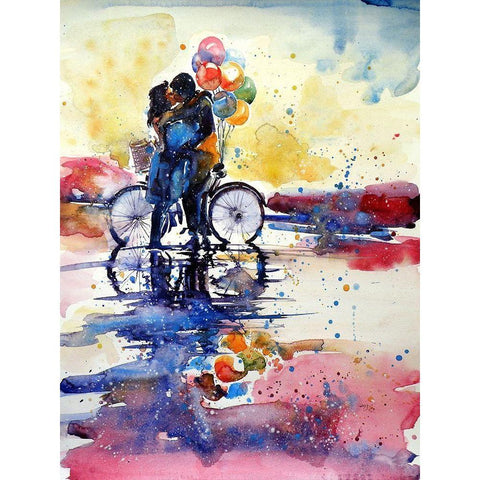 Romance Meeting II White Modern Wood Framed Art Print by Kovacs, Anna Brigite