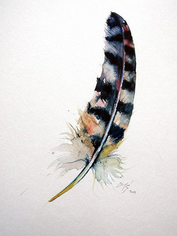 Feather Black Ornate Wood Framed Art Print with Double Matting by Kovacs, Anna Brigite