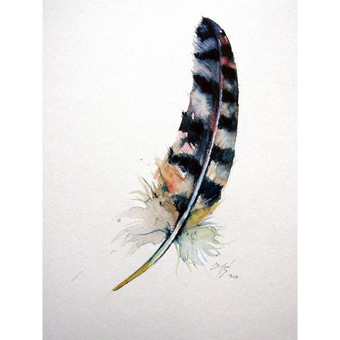 Feather Gold Ornate Wood Framed Art Print with Double Matting by Kovacs, Anna Brigite