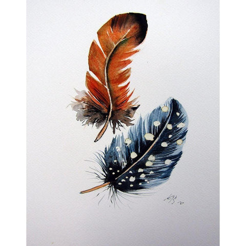 Feathers Black Modern Wood Framed Art Print by Kovacs, Anna Brigite