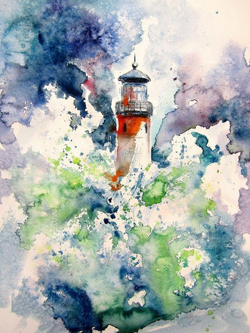 Lighthouse at Storm Black Ornate Wood Framed Art Print with Double Matting by Kovacs, Anna Brigite