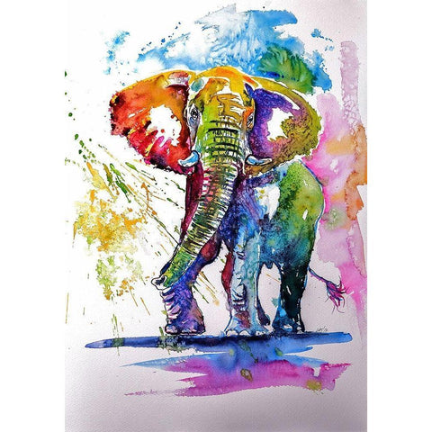 Colorful Elephant Black Modern Wood Framed Art Print with Double Matting by Kovacs, Anna Brigite