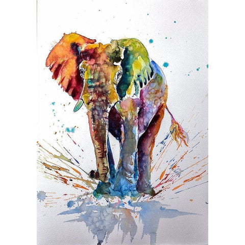 Cute Colorful Elephant Black Modern Wood Framed Art Print by Kovacs, Anna Brigite