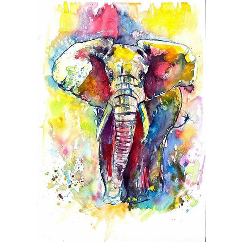 Elephant in the Front Black Modern Wood Framed Art Print by Kovacs, Anna Brigite
