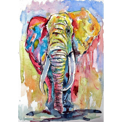 Majestic African Elephant White Modern Wood Framed Art Print by Kovacs, Anna Brigite