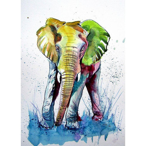 Happy Elephant I Gold Ornate Wood Framed Art Print with Double Matting by Kovacs, Anna Brigite