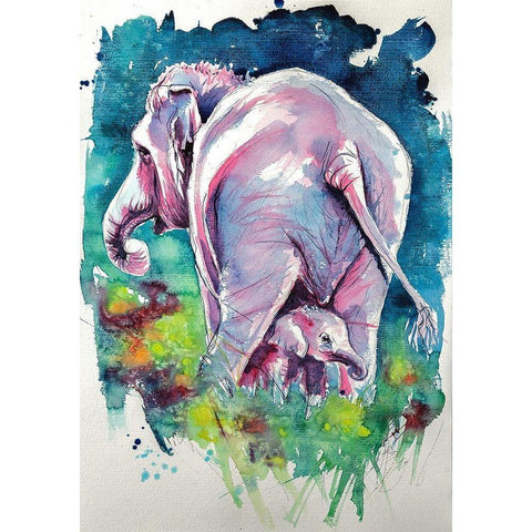 Play With Mommy White Modern Wood Framed Art Print by Kovacs, Anna Brigite