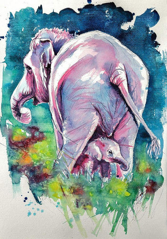 Play With Mommy White Modern Wood Framed Art Print with Double Matting by Kovacs, Anna Brigite