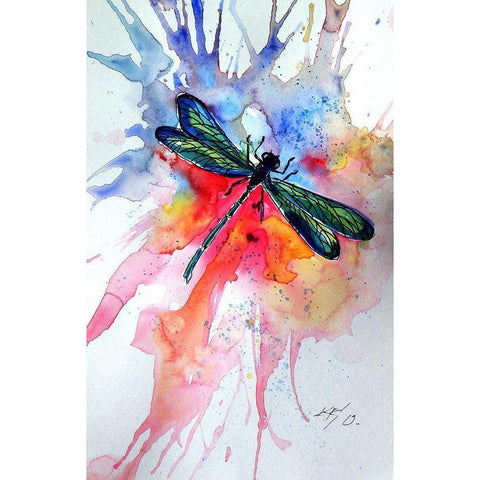 Dragonfly II Black Modern Wood Framed Art Print by Kovacs, Anna Brigite