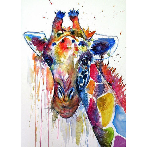 Smiling Giraffe Black Modern Wood Framed Art Print by Kovacs, Anna Brigite