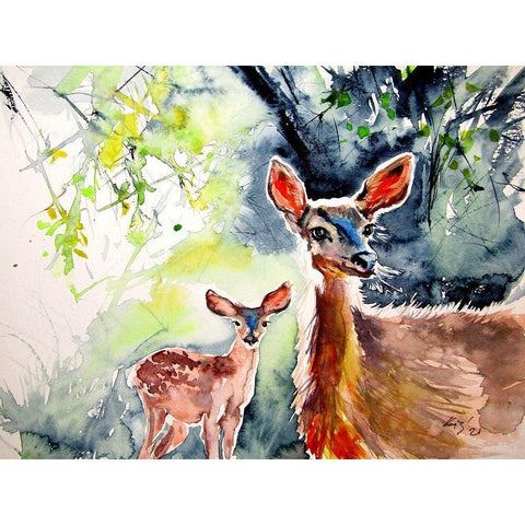 Deer in the Sun II Gold Ornate Wood Framed Art Print with Double Matting by Kovacs, Anna Brigite