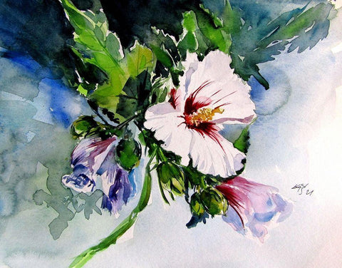 Mallow White Modern Wood Framed Art Print with Double Matting by Kovacs, Anna Brigite