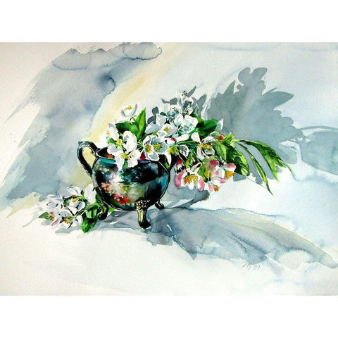 Still Life with Floral Black Modern Wood Framed Art Print with Double Matting by Kovacs, Anna Brigite