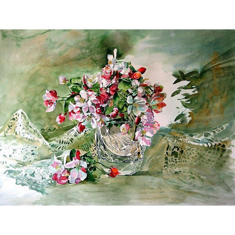 Still Life with Flowering Branch Gold Ornate Wood Framed Art Print with Double Matting by Kovacs, Anna Brigite