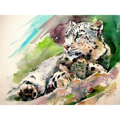Snow Leopard II Gold Ornate Wood Framed Art Print with Double Matting by Kovacs, Anna Brigite