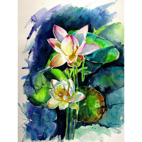 Water Lilly Black Modern Wood Framed Art Print by Kovacs, Anna Brigite