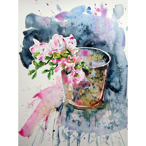 Pink Orchidea Gold Ornate Wood Framed Art Print with Double Matting by Kovacs, Anna Brigite