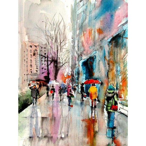 Rain Black Modern Wood Framed Art Print with Double Matting by Kovacs, Anna Brigite