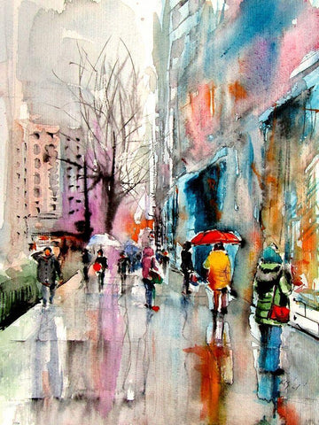 Rain Black Ornate Wood Framed Art Print with Double Matting by Kovacs, Anna Brigite