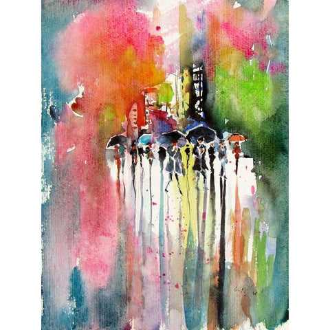 Rain II Black Modern Wood Framed Art Print by Kovacs, Anna Brigite